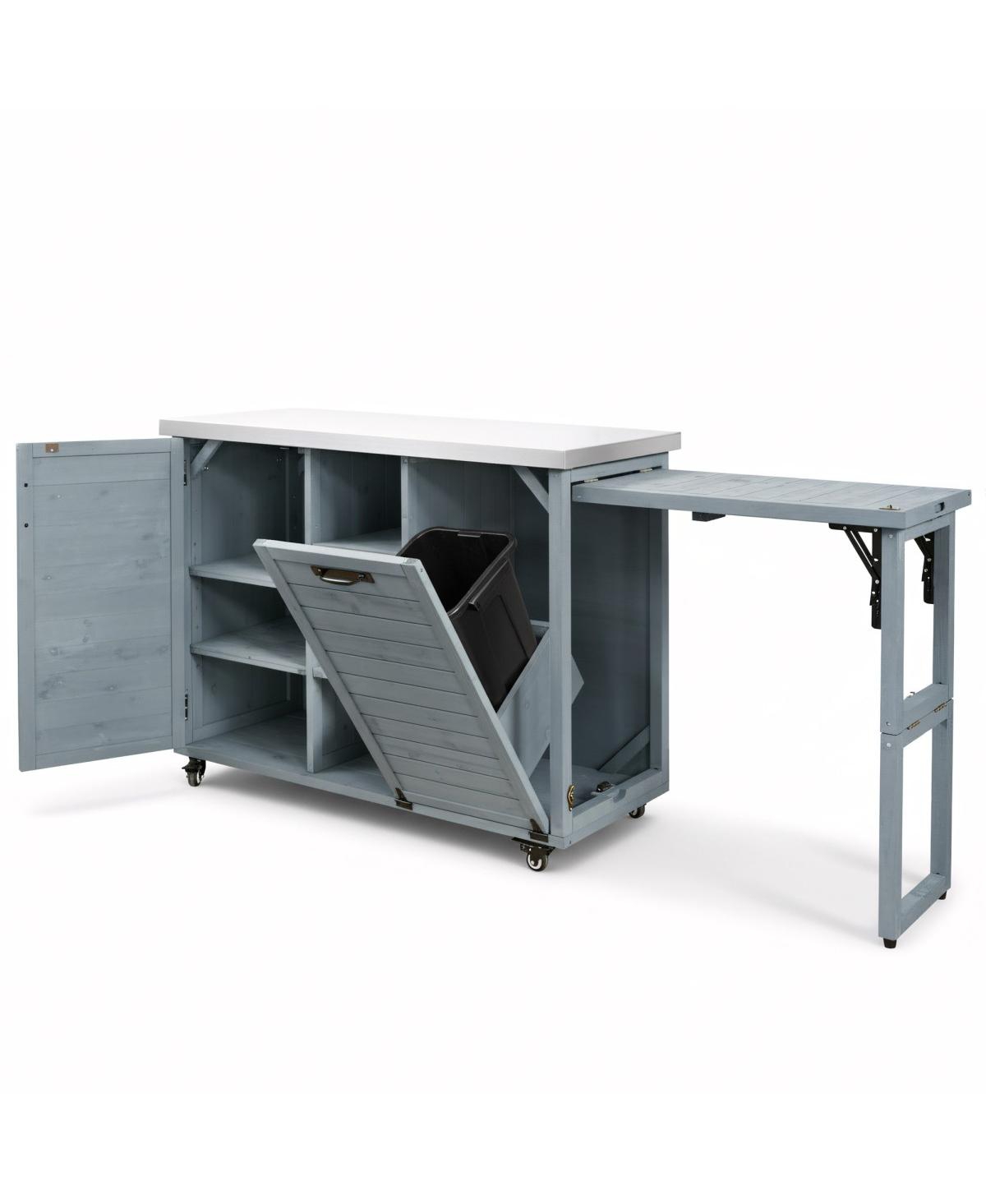 Streamdale Furniture 78.3" Outdoor Kitchen Island with Foldable Grill Table.