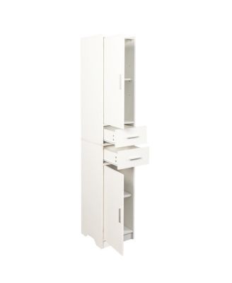 White 70.87" H Tall Bathroom Storage Cabinet with 2 Doors & 2 Drawers