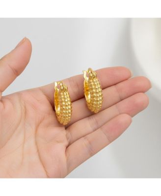 Elegant 14K Gold Plated Extra Mini Bead Hoop Earrings