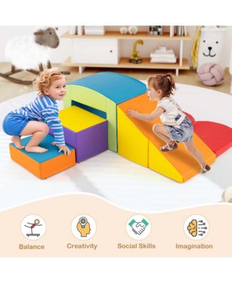 6 PCS Multi-color Climb and Crawl Activity Playset with Tunnel Slide Stairs & Ramp