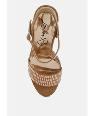 Womens Starlet Rhinestones Embellished Ankle Strap Heels