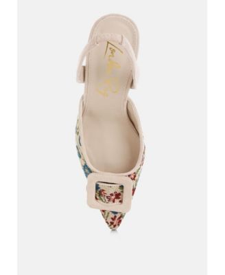 Womens Miraya Embroidered Buckle Detail Stiletto Heels