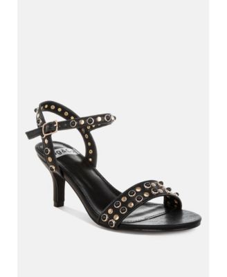 Womens Nidara Studded Real Leather Kitten Sandals