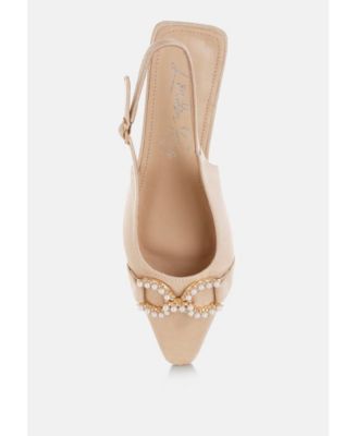 Womens Salova Pearl-Studded Horsebit Flats