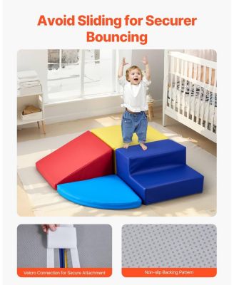 Foam Climbing Toys, 4-Piece Set, PU Leather Soft Play Blocks, Indoor Climb & Crawl Set, Easy Clean, 6M-3Y