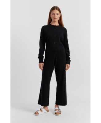 Women's Wool-Cashmere Cropped Wide-Leg Pants