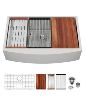 33x21x9inch Farmhouse Kitchen Sink Workstation Stainless Steel 16 Gauge Apron Front