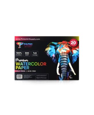 Watercolor Paper Block, 100% Cotton, 140lb/300gsm, Rough Grain, 20 Sheets, 5"x7" Paper Pad