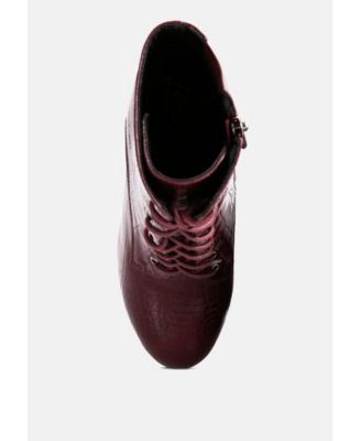 magdalene croc high heel platform boots