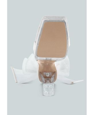 Womens Kiri Satin Clear High Heeled Bow Sandals