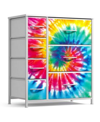 Dresser with 7 Drawers - Storage Organizer with Steel Frame, Wood Top, Handles, Fabric Bins