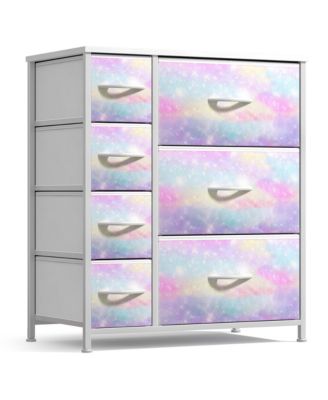 Dresser with 7 Drawers - Storage Organizer with Steel Frame, Wood Top, Handles, Fabric Bins