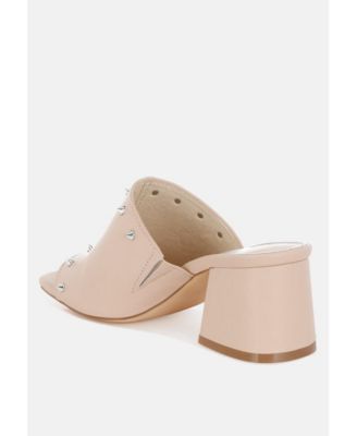 Womens Lomela Stud Embellished Block Heel Slip Ons