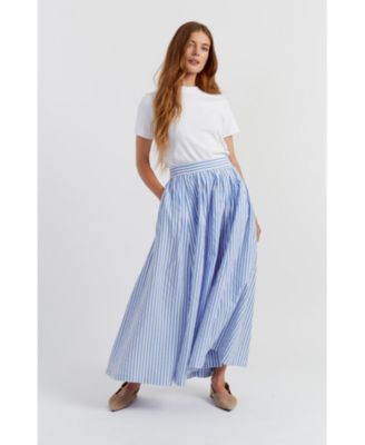 Women's Cotton Striped A-Line Oxford Skirt