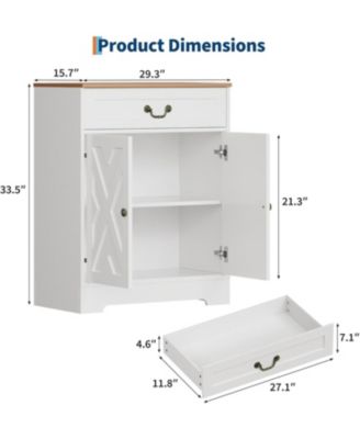 29" Farmhouse Sideboard Buffet Cabinet with Drawer & Adjustable Shelves, Small Kitchen Coffee Bar, White