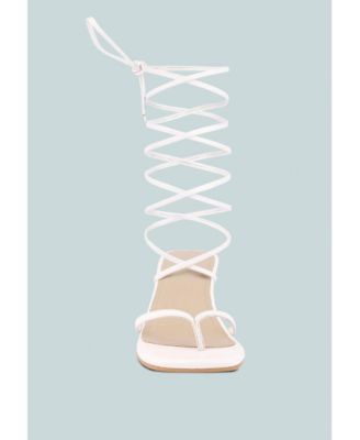 DORITA Womens Kitten Heel Lace Up Sandal