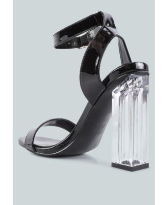 Womens Poloma Clear Block Heel Party Sandals