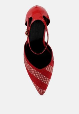 NOBLES Womens Rhinestone Patterned Stiletto Sandals