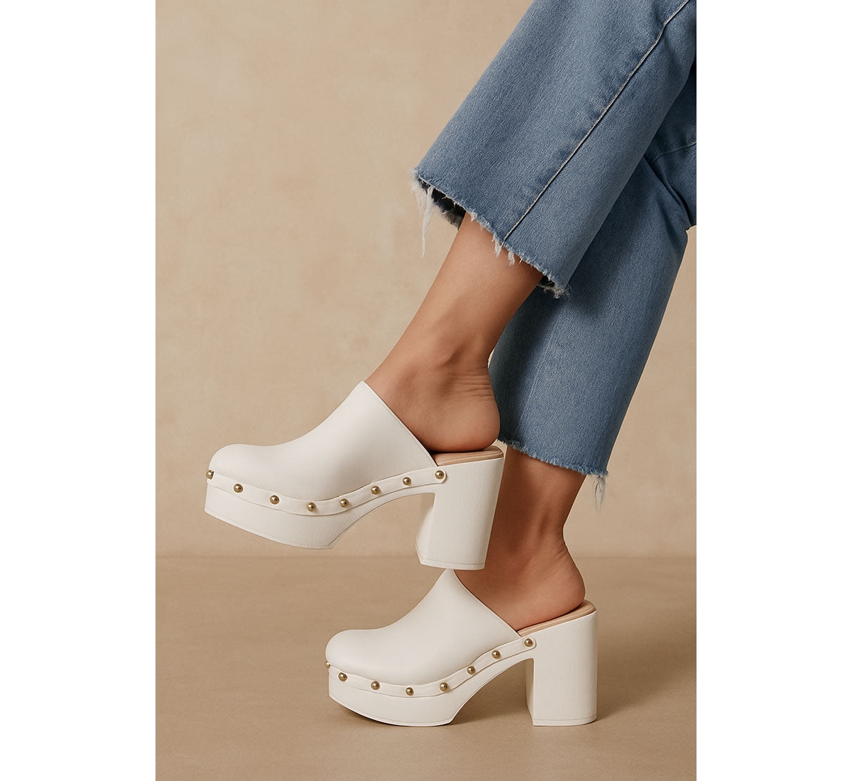 Benji Leather Clogs In White