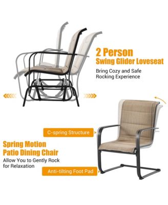 4 PCS Outdoor Patio Furniture Set Padded Chairs Glider Loveseat Coffee Table