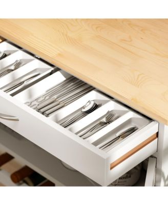 Bar Cart Rolling Kitchen Island on Wheels with Wine Rack