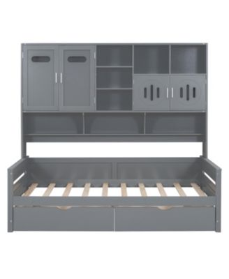 Twin Daybed with Drawers, Cabinet, & Shelf