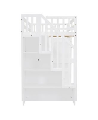  Kids & Teens Loft Bed with Stairs, Storage, and Desk - Twin