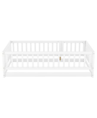 Twin Montessori Floor Bed with Fence and Door