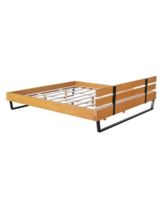 Pine Wood & Iron Bed Frame - Modern Industrial