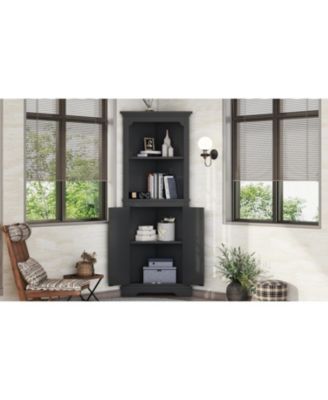 Tall Black Corner Cabinet with Doors