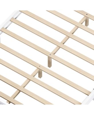 Bed Frame with Headboard, Vintage Wooden Platform