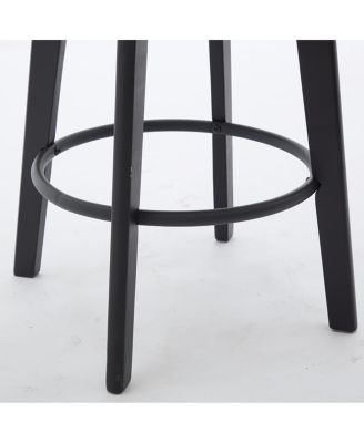 Streamdale Navy Blue Velvet Swivel Bar Stools with Ring Pull, Set of 2