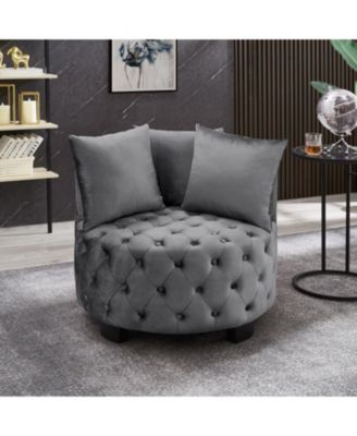 Contemporary Upholstered Tufted Leisure Chair Accent Chair Dark
