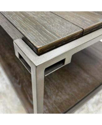 Metal Frame Wood Living Room Coffee Table with Casters