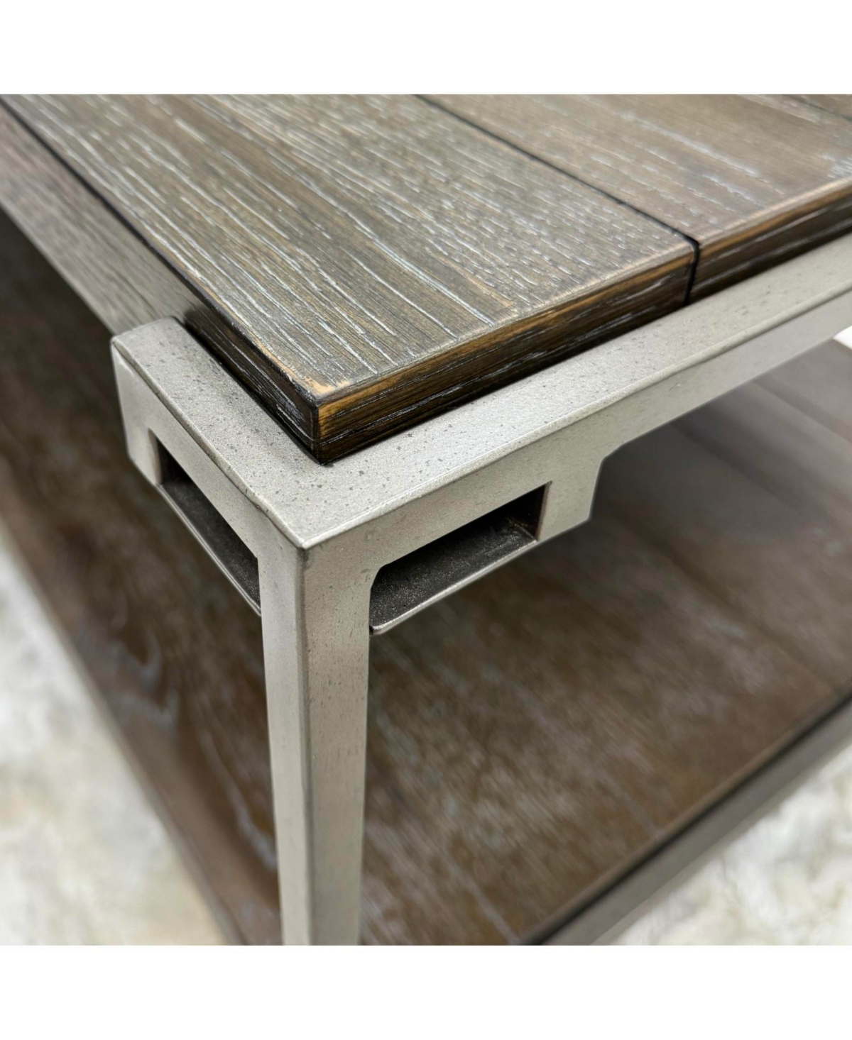 Streamdale Furniture Metal Frame Wood Living Room Coffee Table with Casters