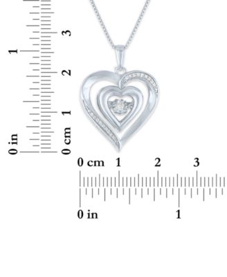 Double Heart Diamond Pendant Necklace (1/10 ct. t.w.) in Sterling Silver