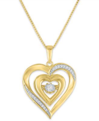 Heart Diamond Pendant Necklace (1/10 ct. t.w.) in 14k Yellow Gold Over Sterling Silver