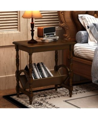 Streamdale Classic Wooden Side Table with Magazine Rack
