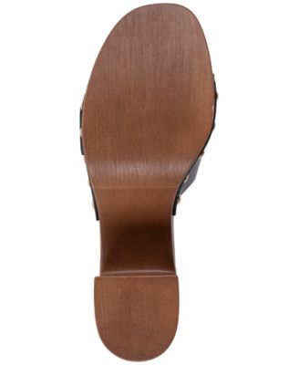 Women's York Buckle Wooden Block Heel Platform Sandals