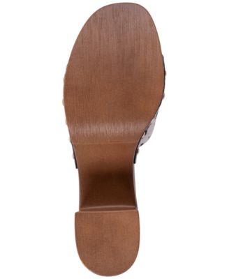 Women's York Buckle Wooden Block Heel Platform Sandals