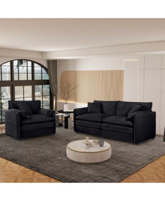 Luxury 2-Piece Chenille Cloud Loveseat Set with 3 Pillows