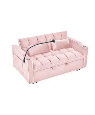 55" Versatile Foldable Sofa Bed with USB Port, Ashtray, and Phone Stand