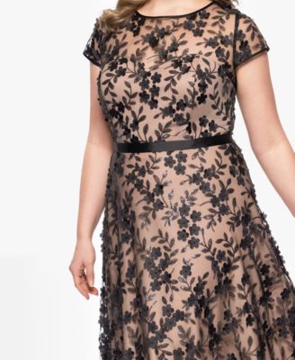 Plus Size Embellished 3D Flower Ball Gown