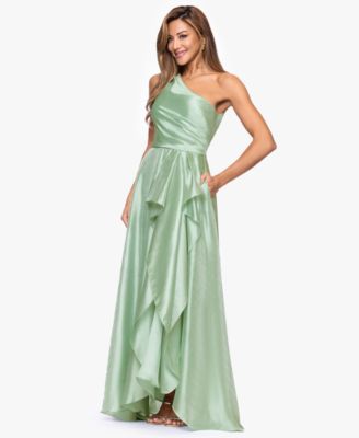 Women's Metallic Draped One-Shoulder Gown