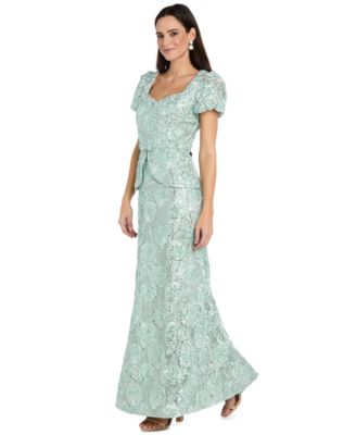 Petite Soutache Puff-Sleeve Ball Gown