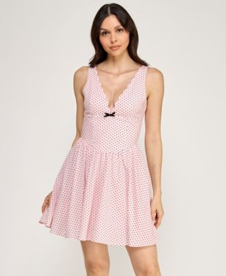 Juniors' Polka Dot Sleeveless Dress