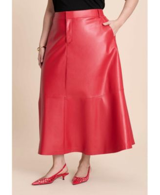 Women's Faux Leather Midi Skirt