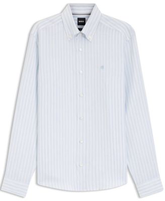 Men's Regular-Fit Striped Linen Dress Shirt