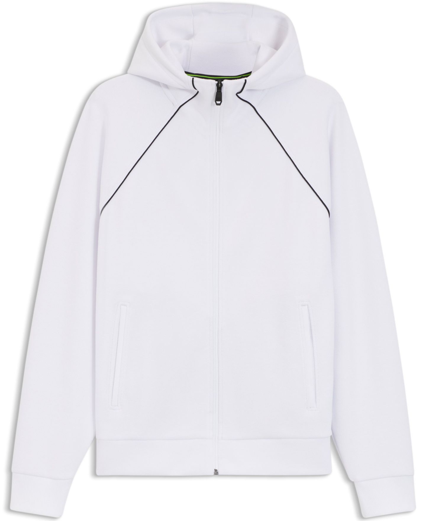 Мужское худи Hugo Boss Cotton-Blend Piping Detail Zip-Up, цвет: Белый — фото 3