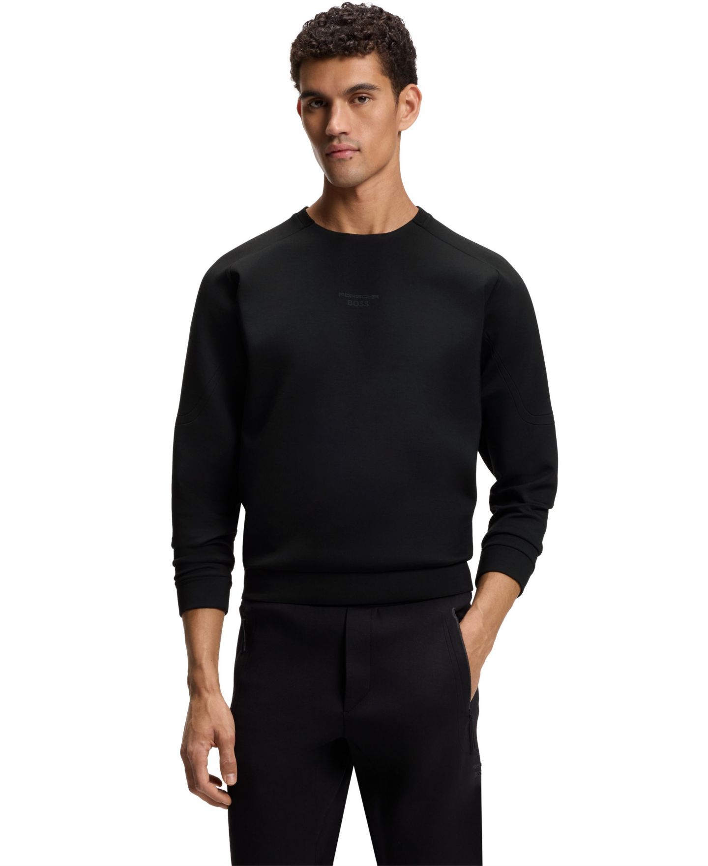 Мужской свитшот Hugo Boss BOSS x Porsche Reflective Logo, цвет: Чёрный — фото 1